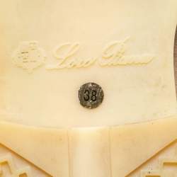 Pre Owned Loro Piana Beige Suede and Fur Fringe Bow Loafers Size 38