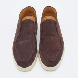 Pre Owned Loro Piana Brown Suede Open Walk Ankle Boots Size 36