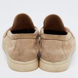 Pre Owned Loro Piana Beige Suede Summer Charms Walk Loafers Size 35