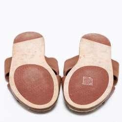 Pre Owned Loro Piana Brown Leather Crisscross Espadrille Sandals Size 38.5