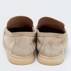 Pre Owned Loro Piana Grey Suede Summer Charms Walk Loafers Size 36