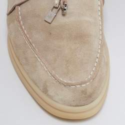 Pre Owned Loro Piana Grey Suede Summer Charms Walk Loafers Size 36