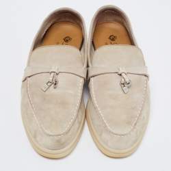 Pre Owned Loro Piana Grey Suede Summer Charms Walk Loafers Size 36