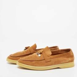 Pre Owned Loro Piana Light Brown Suede Summer Charms Walk Loafers Size 36