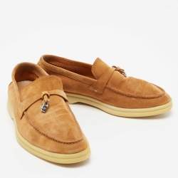 Pre Owned Loro Piana Light Brown Suede Summer Charms Walk Loafers Size 36