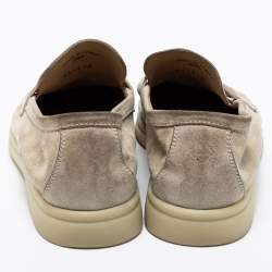 Pre Owned Loro Piana Grey Suede Summer Charms Walk Slip on Loafers Size 38.5