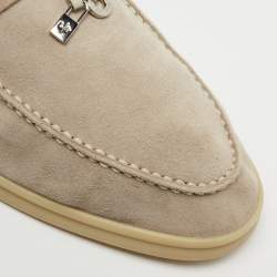 Pre Owned Loro Piana Beige Suede Summer Charms Walk Loafers Size 38