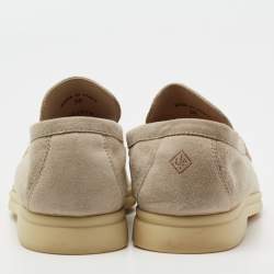 Pre Owned Loro Piana Beige Suede Summer Charms Walk Loafers Size 38