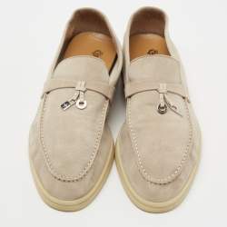 Pre Owned Loro Piana Beige Suede Summer Charms Walk Loafers Size 38