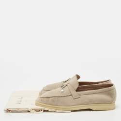 Pre Owned Loro Piana Beige Suede Summer Charms Walk Loafers Size 38