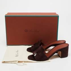 Pre Owned Loro Piana Brown Suede Summer Charms Sandals Size 35