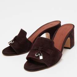 Pre Owned Loro Piana Brown Suede Summer Charms Sandals Size 35