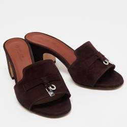 Pre Owned Loro Piana Brown Suede Summer Charms Sandals Size 35