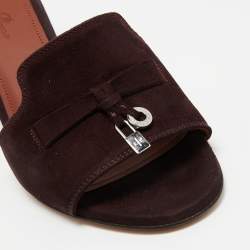 Pre Owned Loro Piana Brown Suede Summer Charms Sandals Size 35