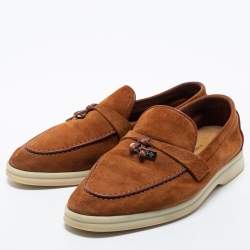 Pre Owned Loro Piana Brown Suede Summer Charms Walk Loafers Size 36