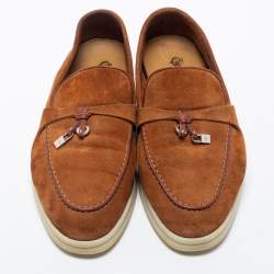 Pre Owned Loro Piana Brown Suede Summer Charms Walk Loafers Size 36