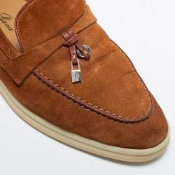 Pre Owned Loro Piana Brown Suede Summer Charms Walk Loafers Size 36