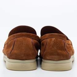 Pre Owned Loro Piana Brown Suede Summer Charms Walk Loafers Size 36