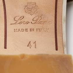 Pre Owned Loro Piana Off White Ostrich Embossed Leather Summer Charms Slide Sandals Size 40