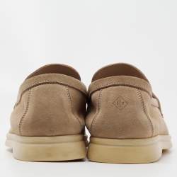 Pre Owned Loro Piana Beige Suede Summer Charms Walk Loafers Size 39.5