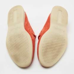 Pre Owned Loro Piana Coral Orange Suede Summer Charms Walk Loafers Size 37