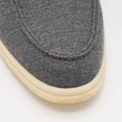 Pre Owned Loro Piana Grey Knit Fabric Open Walk Ankle Boots Size 39.5