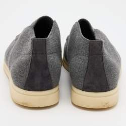 Pre Owned Loro Piana Grey Knit Fabric Open Walk Ankle Boots Size 39.5