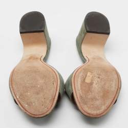 Pre Owned Loro Piana Green Suede Summer Charms Walk Slides Size 35.5