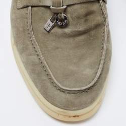 Pre Owned Loro Piana Green Suede Summer Charms Walk Loafers Size 36
