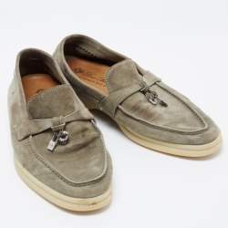 Pre Owned Loro Piana Green Suede Summer Charms Walk Loafers Size 36