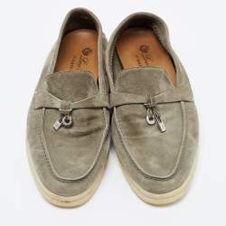 Pre Owned Loro Piana Green Suede Summer Charms Walk Loafers Size 36