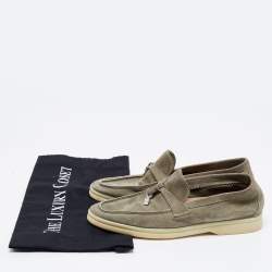 Pre Owned Loro Piana Green Suede Summer Charms Walk Loafers Size 36