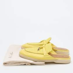 Pre Owned Loro Piana Yellow Leather Summer Charms Walk Babouche Loafers Size 37.5