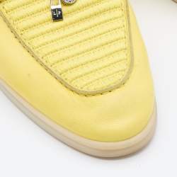 Pre Owned Loro Piana Yellow Leather Summer Charms Walk Babouche Loafers Size 37.5