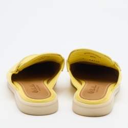 Pre Owned Loro Piana Yellow Leather Summer Charms Walk Babouche Loafers Size 37.5