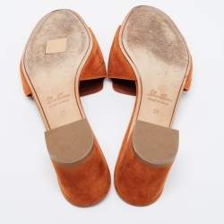 Pre Owned Loro Piana Orange Suede Summer Charms Slide Sandals Size 38