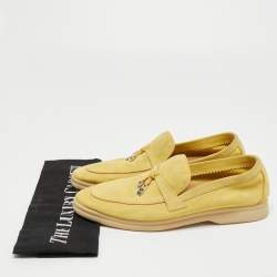 Pre Owned Loro Piana Yellow Suede Summer Charms Walk Loafers Size 38
