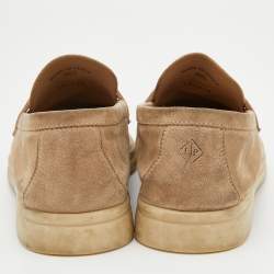 Pre Owned Loro Piana Beige Nubuck Leather Summer Charms Walk Slip On Loafers Size 36.5