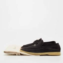 Pre Owned Loro Piana  Grey Suede Summer Charms Walk  Loafers Size 38.5