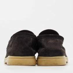 Pre Owned Loro Piana  Grey Suede Summer Charms Walk  Loafers Size 38.5