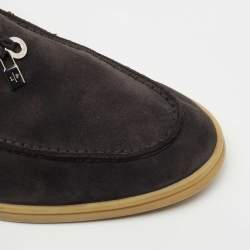 Pre Owned Loro Piana  Grey Suede Summer Charms Walk  Loafers Size 38.5