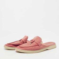 Pre Owned Loro Piana Pink Suede Summer Charms Walk Mule Flats Size 40.5