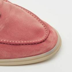 Pre Owned Loro Piana Pink Suede Summer Charms Walk Mule Flats Size 40.5