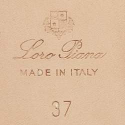 Pre Owned Loro Piana Navy Blue Suede Summer Charms Flat Slides Size 37