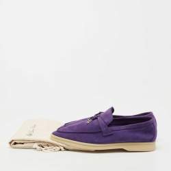 Pre Owned Loro Piana Purple Suede Summer Charms Walk Loafers Size 38