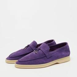 Louis Vuitton Purple Suede & Rhinestone Loafers sz 37.5