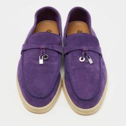 Pre Owned Loro Piana Purple Suede Summer Charms Walk Loafers Size 38