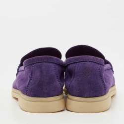 Pre Owned Loro Piana Purple Suede Summer Charms Walk Loafers Size 38