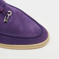 Pre Owned Loro Piana Purple Suede Summer Charms Walk Loafers Size 38