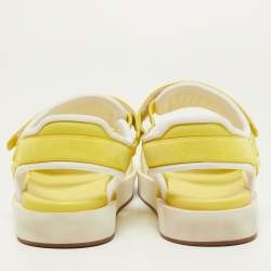 Pre Owned Loro Piana Yellow Leather Waikiki Flat Sandals Size 37